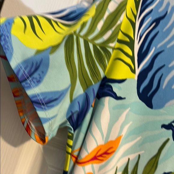 Stella Parker Tropical Leaf Print V-Neck Dress Size L - Picture 3 of 6